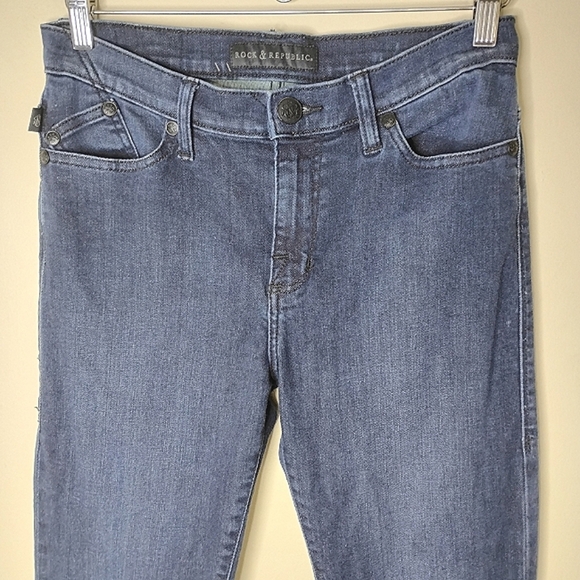 Rock & Republic Fierce Flare Jeans Size 10 Stretch Boho Dark Wash Denim - Picture 3 of 9